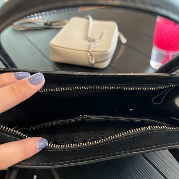 Black Genuine Hand-Stained Leather Handbag Purse MONSAC - Picture 3 of 4